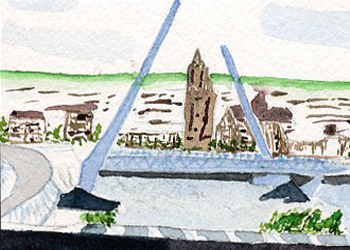 Bridge Over Troubled Water Ron Baeseman Madison WI watercolor
